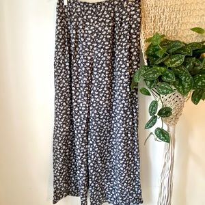Wide leg black and white floral palazzo pants